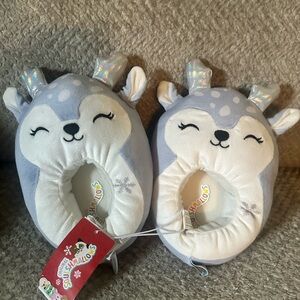 Squishmallow Kids Deer Slippers Blue NWT slide on Plush 9/10